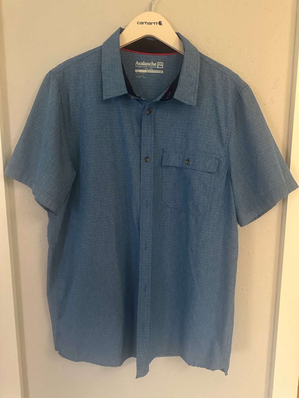 Avalanche Short Sleeve Button-Down Shirt in Light Blue